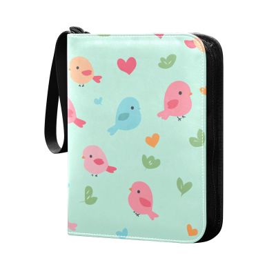 binding album 400 pockets photo album with double sided removable sleeves for Boys&Girls Toys Gift Cartoon Cute Bird Green