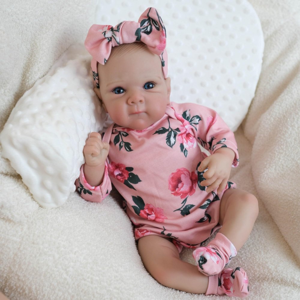 iCradle Lovely Real Look Reborn Baby Doll Girl 19 inch 48 cm Full Body Silicone Soft Vinyl Anatomically Correct Baby Doll Realistic Painted Hair Newborn Doll Toy for Ages 3+