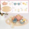 Wooden Tea Sets for Toddlers 3-5, Girl Chrismas Birthday Gift 3 Year Old Princess Party, Wooden Play Food Toy Sets for Kids Kitchen Accessories view 3