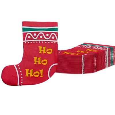 100-Count Christmas Stocking Napkins - Ho Ho Ho Red Disposable Paper Napkins for Christmas Party Decorations Holiday Dinner Xmas Tablewar 56.3 inches