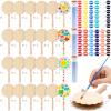 Arrowbash 24 Pcs DIY Rattle Set, Unfinished Blank Wooden Rattle, 6.3 x 3.35 Inch Hand Drum Craft Kit Suitable for Art Painting Education, Social Emotional and Sensitivity view 1