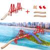 Bunu1492 Wooden Train Track Accessories Set, Double Big Red Suspension Bridges Set, Compatible with All Major Brands Track, Christmas Birthday Gift for Boys Girls, Toys Expansion Pack for Kids Ages 3+ view 2