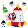 IPOZITO Baby Toys 6-12 Months,Soft Rocket with 5 Sensory Plush Toy, Rattle, Crinkle Paper, Squeaker, Mirror, Busy Montessori Toys for 6 Month Old Christmas Baby Stocking Stuffers view 1