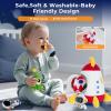IPOZITO Baby Toys 6-12 Months,Soft Rocket with 5 Sensory Plush Toy, Rattle, Crinkle Paper, Squeaker, Mirror, Busy Montessori Toys for 6 Month Old Christmas Baby Stocking Stuffers view 3
