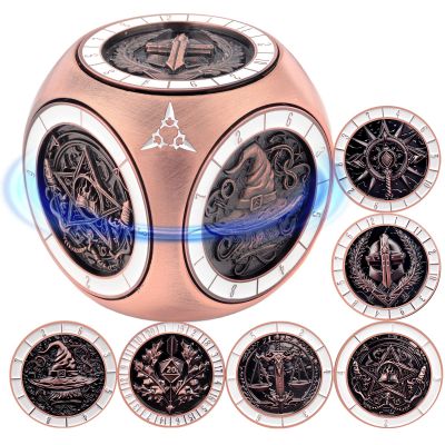 PJOY 7 in 1 DND Spinner Dice Set Metal Cube Spinner Dice for Dungeons and Dragons Gifts Ideas for Gamers Role Playing Game Accessories Cool DND Gifts Desk Gadgets for DM Dungeon Masters Players