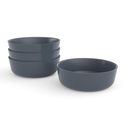 EKOBO Bamboo Kids Bowls Set of 4, 20oz Reusable Toddler Bowls, EcoComposite, BPAFree, Dishwasher Safe, Stackable Cereal bowls for kids and Toddler Meals Indoors & Outdoors (Storm)