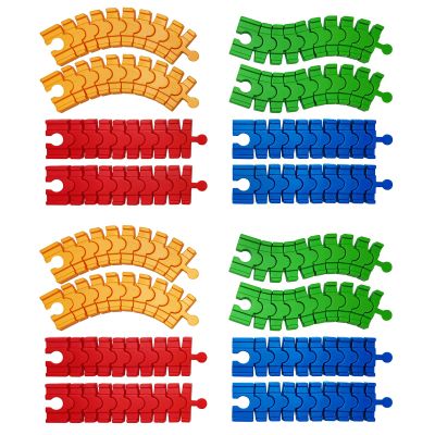 Bunu1492 Wooden Train Track Accessories,16 Pack Colorful Flexible Track Compatible with All Major Brands Train Track,Christmas Birthday Gift for Boys Girls,Train Toys Expansion Pack for Kids Ages 3+