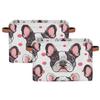 Aglebo Cute Polka Dot Storage Basket Foldable Storage Bins Fabric Organizer Basket with Handles Rectangle Closet Basket for Shelves Laundry Nursery Bedroom Basket, 15 x 11 x 9.5 in 1 Pack view 1