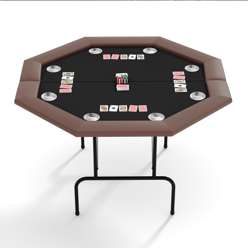 Garvee Poker Table for 8 Players, Octagon Foldable Poker Table with Collapsible Legs & Cup Holders, Casino Quality Texas Holdem, Blackjack Card Gaming Table for Adults
