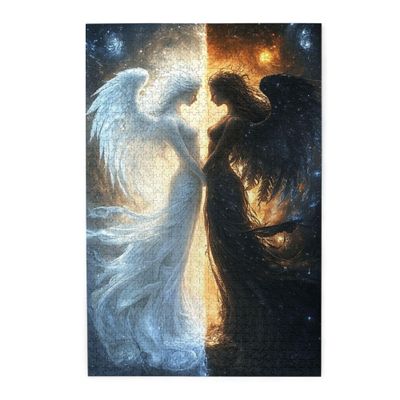 1000pcs Vintage Puzzles for Adults, Angels and Demons Wooden Jigsaw Puzzles, Creative Works for Adults, Jigsaw Puzzle Great for Relaxation and Display for Puzzle Enthusiast 30 X 20 Inches
