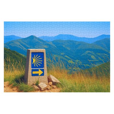 1000pcs Puzzles for Adults Camino de Santiago Spain Direction Symbol Wooden Jigsaw Puzzles Challenging Clearance Puzzle Fun Family Game Kids Toy Gift Home Decor 30 X 20 Inches