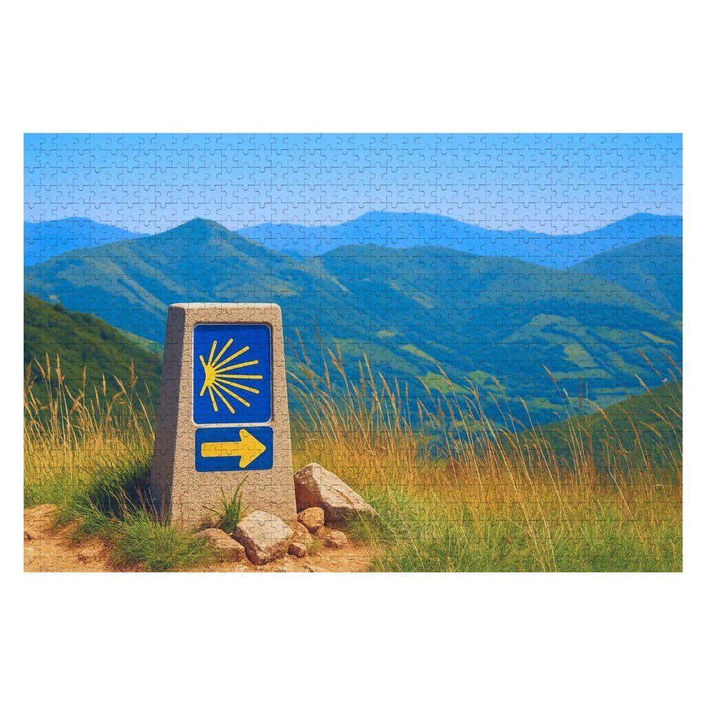 1000pcs Puzzles for Adults Camino de Santiago Spain Direction Symbol Wooden Jigsaw Puzzles Challenging Clearance Puzzle Fun Family Game Kids Toy Gift Home Decor 30 X 20 Inches