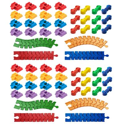 Bunu1492 Wooden Train Track Accessories Set, 64 pcs Train Track Connector, Compatible with All Major Brands Tracks, Christmas Birthday Gift for Boys Girls, Trains Toys Expansion Pack for Kids Ages 3+