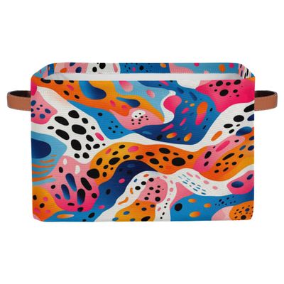 Aglebo Abstract Hedgehog Flower Storage Basket Foldable Storage Bins Fabric Organizer Basket with Handles Rectangle Closet Basket for Shelves Laundry Nursery Bedroom Basket, 15 x 11 x 9.5 in 1 Pack
