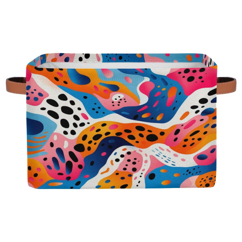 Aglebo Abstract Hedgehog Flower Storage Basket Foldable Storage Bins Fabric Organizer Basket with Handles Rectangle Closet Basket for Shelves Laundry Nursery Bedroom Basket, 15 x 11 x 9.5 in 1 Pack