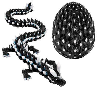 Waaaandefu 3D Printed Dragon Glow in The Dark with Matching Egg UV Reactive 3D Printed Dragon Egg Set Upgraded 2025 Collectible for Fantasy (Shadow Aurum)