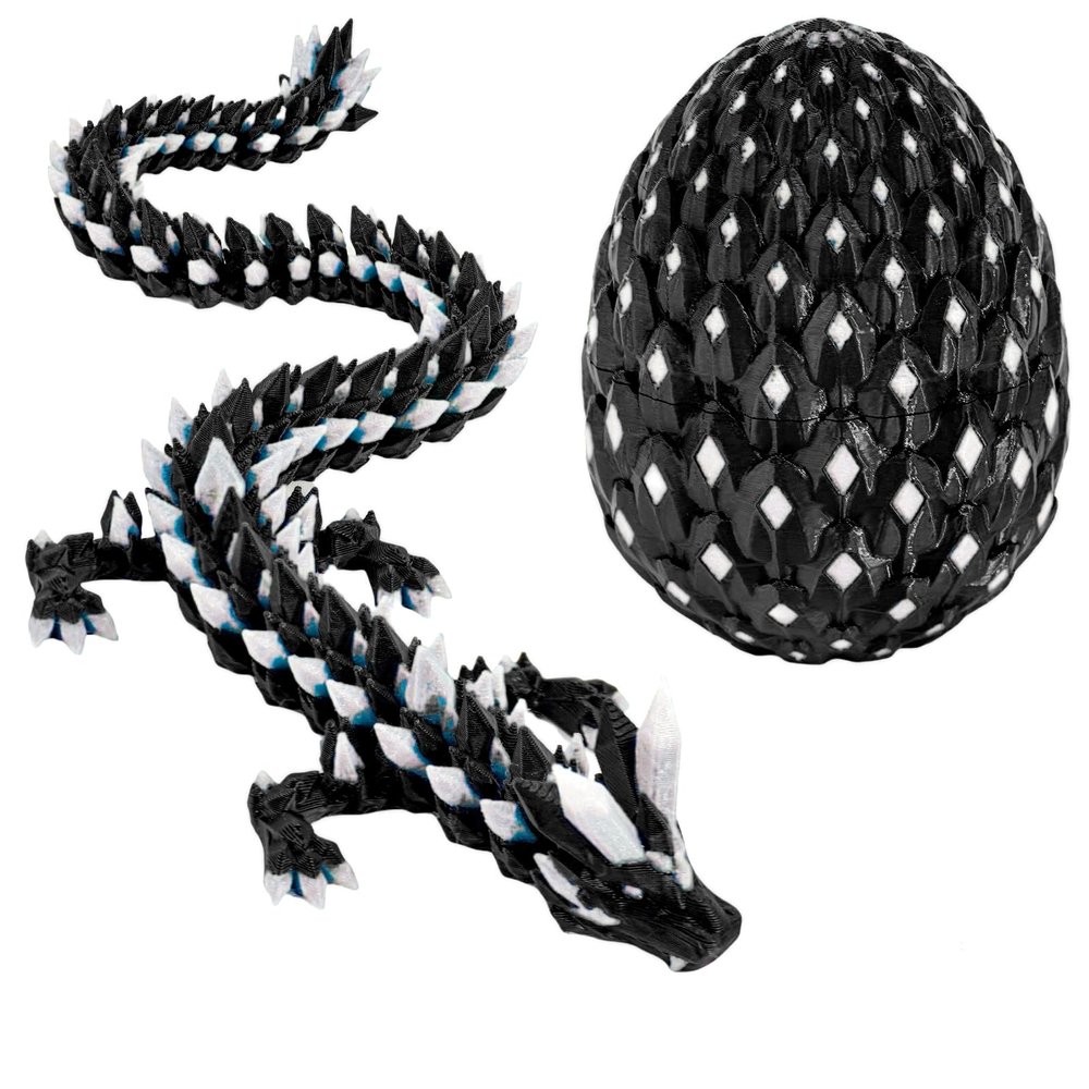 Waaaandefu 3D Printed Dragon Glow in The Dark with Matching Egg UV Reactive 3D Printed Dragon Egg Set Upgraded 2025 Collectible for Fantasy (Shadow Aurum)