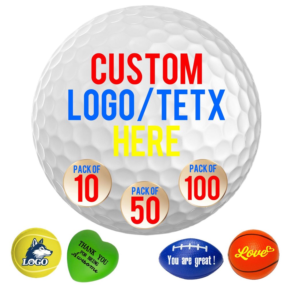 10/50/100 Pcs Custom Golf Stress Balls with Logo Text Personalized Stress Balls for Adults Bulk Phlebotomy Squeeze Balls Customized Gifts for Office