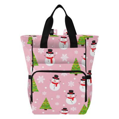 VEKELEE Christmas Snowman Tree Diaper Bag Backpack Large Travel Baby Diaper Bag with Stroller Straps Unisex Travel Essential
