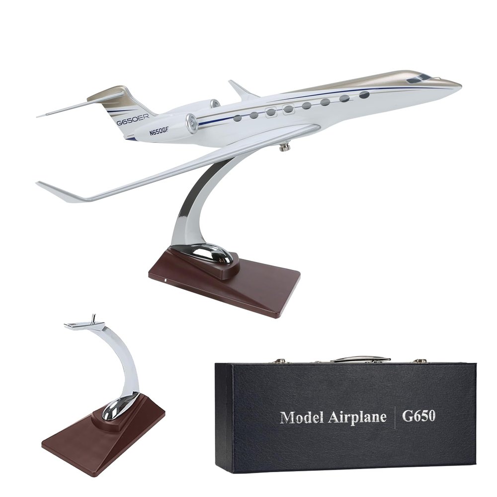 11.81" Gulfstream Jet Model 650, Aviation Airplane Models Alloy Diecast Airplane, Resin Model Airplanes with Stand and Gift Box Adult Collectibles and Decoration Gift (G650)