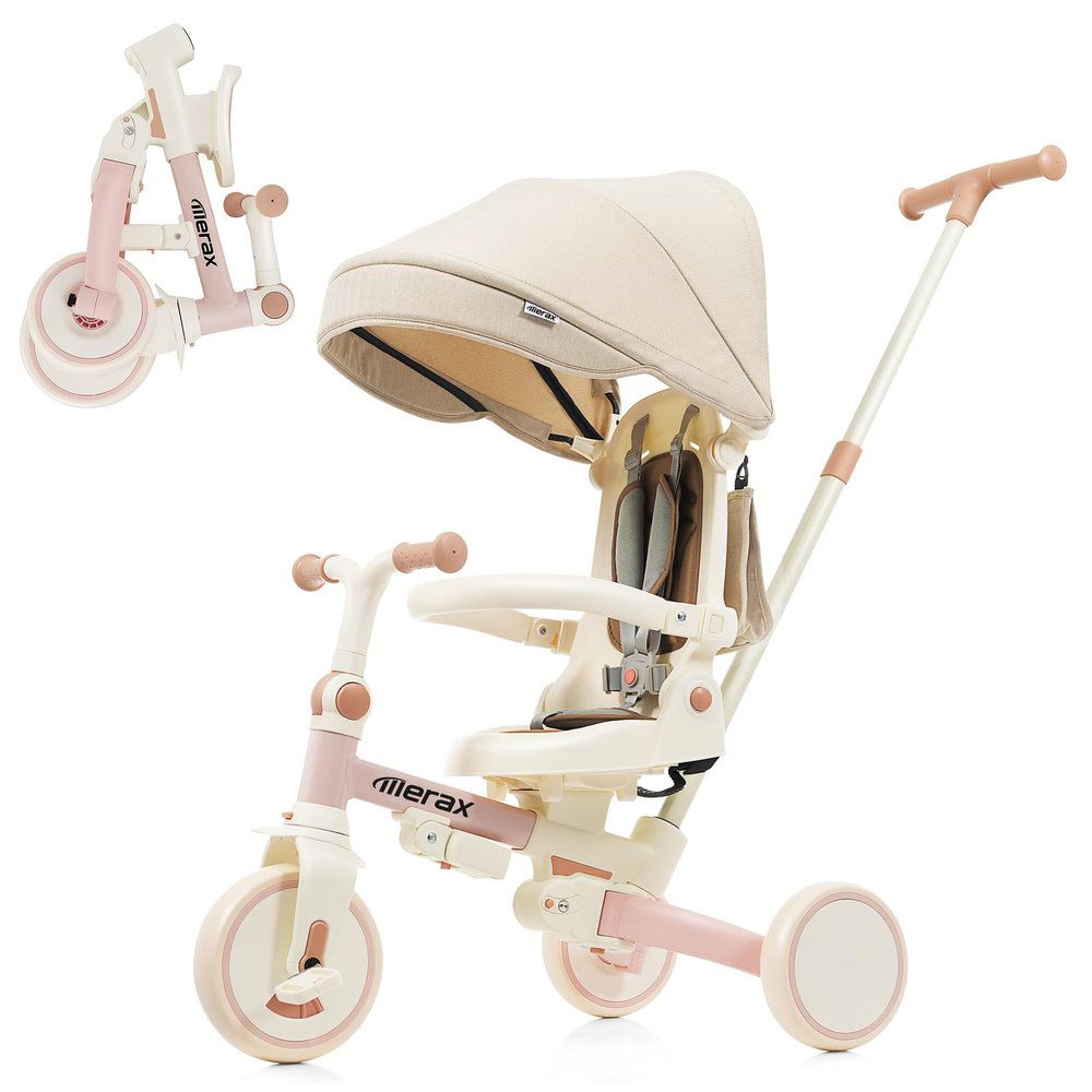7 in 1 Baby Tricycle Toddler Trike Collapsible Frame Kid Rider Removable Pedal Ages 1Y-6Y