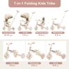 7 in 1 Baby Tricycle Toddler Trike Collapsible Frame Kid Rider Removable Pedal Ages 1Y-6Y view 2