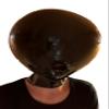 Black Latex Rubber Inflatable Unisex Double Layer Ball Mask Hood With Mouth Tube Cosplay (S) view 1