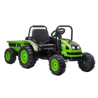 Kids Electric Ride on Tractor with RC Dump Trailer, 35w Dual Motors, Parent Remote Control, Safety Belt & LED Lights, Toddler Ride on Toys for Boys & Girls Ages 37+ Months,Green
