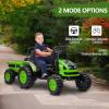 Kids Electric Ride on Tractor with RC Dump Trailer, 35w Dual Motors, Parent Remote Control, Safety Belt & LED Lights, Toddler Ride on Toys for Boys & Girls Ages 37+ Months,Green view 2