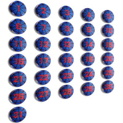 1-31 Magnetic Numbers Colored Glass Calendar Magnets for Whiteboard Dry Erase Board Fridge Schedule Refrigerator(Black, Red, Blue,1.38",Spider)