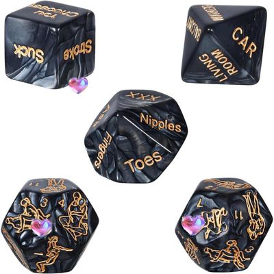 5 Novel Black Plastic Hexahedral Dice Accessory Sets, Fun Family Activities, Classic Party Ktv Tools, Couple Gifts