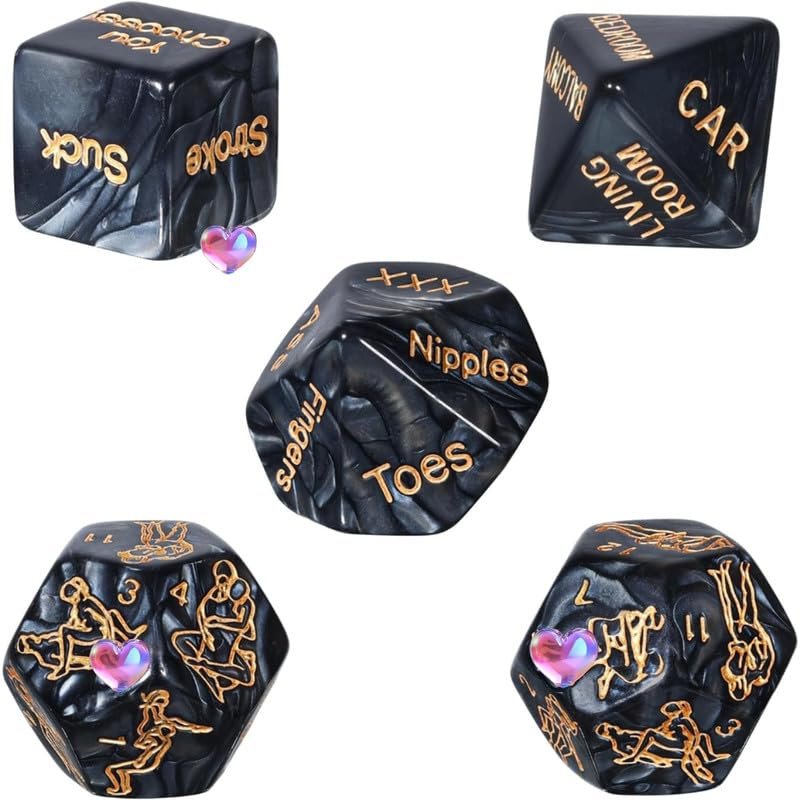 5 Novel Black Plastic Hexahedral Dice Accessory Sets, Fun Family Activities, Classic Party Ktv Tools, Couple Gifts