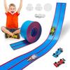 15 FT Flexible Race Track for Kids  DIY Flex Car Track Set with 2 Mini Diecast Cars with Suction Cups, Bendable & Roll-Up Racetrack for Indoor Play (Blue) view 1