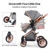 Cochildor DuraFlex 2-in-1 Baby Stroller, Foldable Travel Stroller for Newborn to Toddler, Convertible Stroller with All-Terrain Wheels and UPF 50+ Canopy, Gray view 3