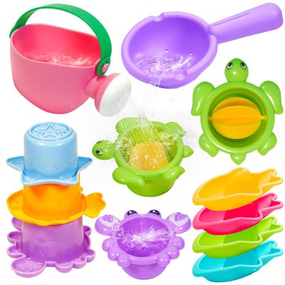 10PCS Baby Bath Toys for Kids Ages 1-3 Mold Free Water Toys for Toddlers 12+ Months Fun Bathtub Pool Beach Toys Safe Early Learning Water Table Toy for 2-6 Years Old Christmas Birthday Boys Girls Gift