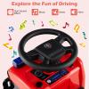 Licensed Scania Ride on Push Car by INFANS with 3 Sound Effects, Storage, Toddler Sliding Fire Fighting Truck, Red view 3