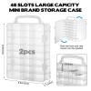 2 Pack 96-Slot Mini Brand Storage Cases, Clear Plastic Mini Brand Organizer Box with Adjustable Dividers, Portable Compartment Container for mi ni Toys and Collectibles (Case Only) view 2