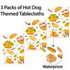 SOXLJSFAC Hot Dog Party Tablecloth, Hot Dog Party Decoration, 3PCS Fast Food Birthday Table Covers, Tablecloths for Fast Food Party view 3