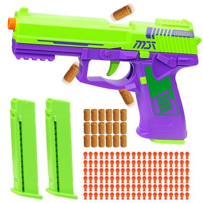 Tcxomino Automatic Shell Ejecting Toy Gun for Age 13+ Years, Fidget & Shooting Game, Realistic Toy Pistol with 120 Soft Bullets, 18 Shells & 2 Magazines, Ideal Gift for Halloween Christmas(Purple)