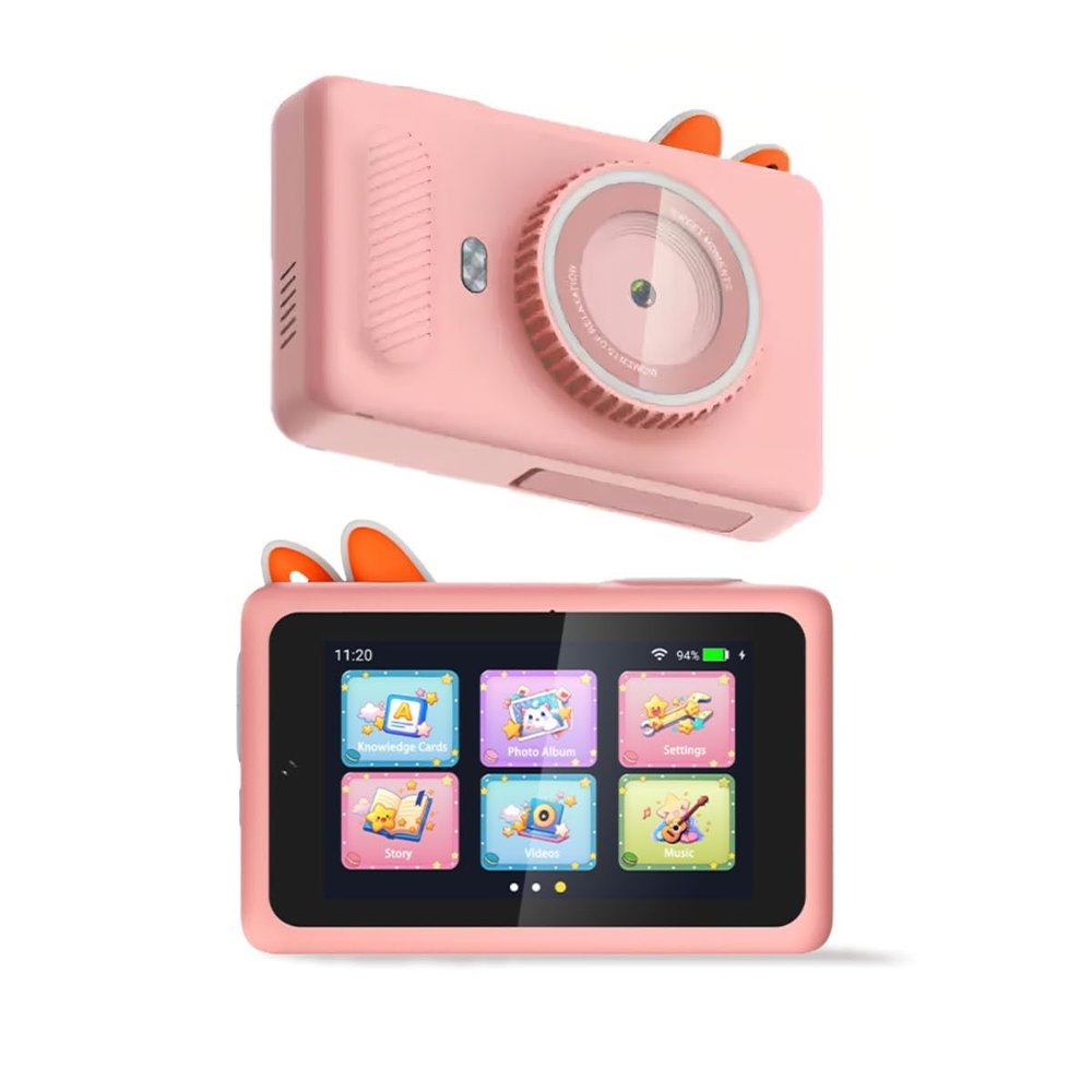 AI Camera for Kids,AI Kids Camera Recognizes Everything, Dual Lens Selfie Camera with AI Stickers & Voice Effects,4 inch LCD Touch Screen, Portable Toy Christmas Birthday Gifts for Children (Pink)