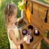 Noble Toys XL Cedar Outdoor Mud Kitchen Centered with Backsplash, Wood Faucet and Oven for Toddlers Kids | Pretend Play Table | Sensory Table | Outside Playset | Real Wooden Kitchens | Preschool view 3