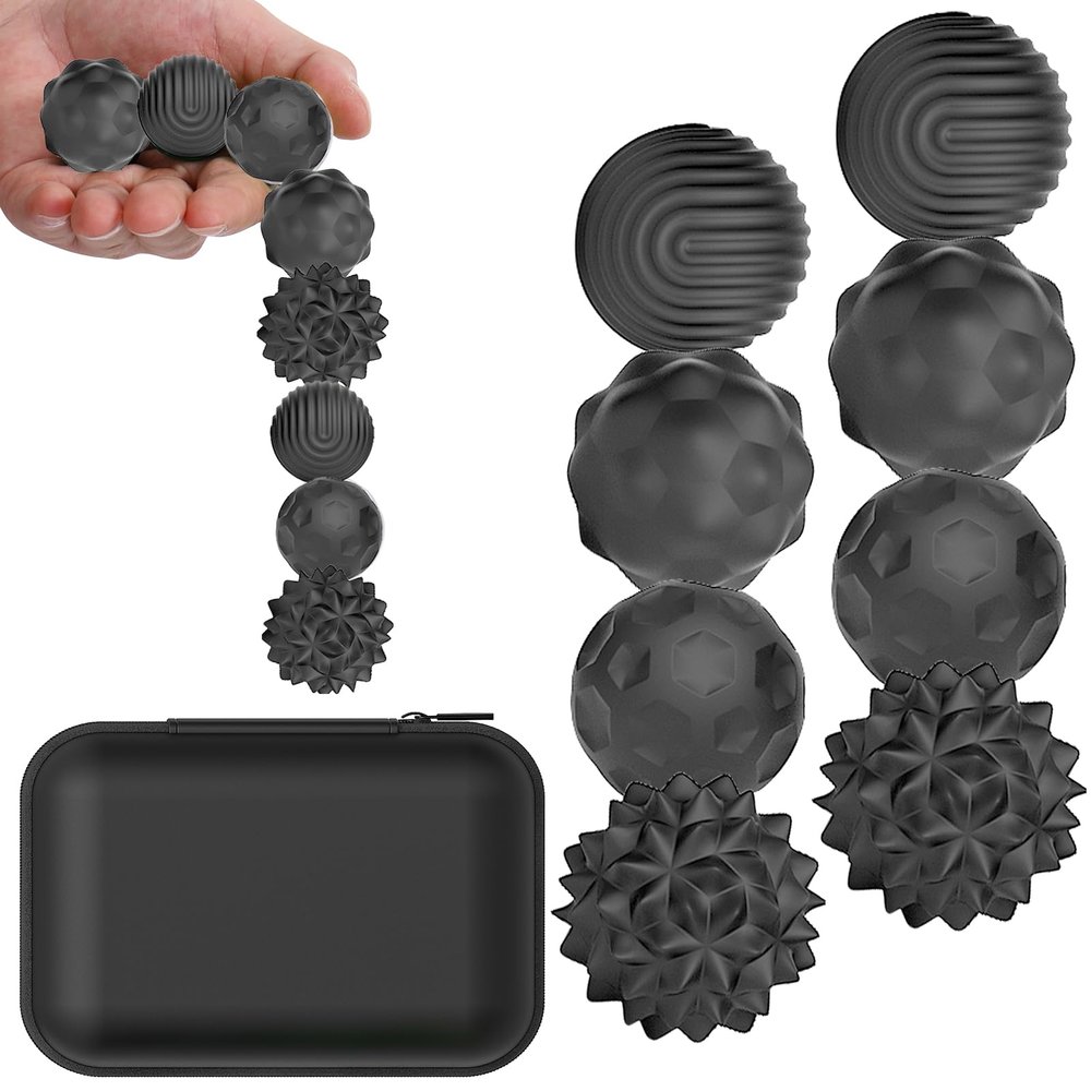 BUSOHA Silicone Fidget Balls - 8 Pack Fidget Toys Stress Balls for Adults Sensory Stone Travel Toys for Calming,Autism and ADHD,Gifts for Adults Teens