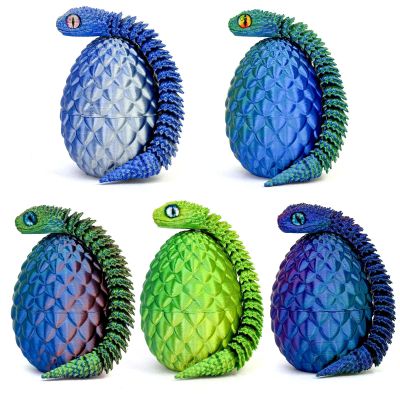 5PCS 3D Printed Snake Eggs 3D Printed Snake 3D Printed Snake Toys Set Easter Eggs Articulated Snake Easter Basket Stuffers Mystery Snake Egg Fidget Toy 3D Printed Animals (Multicolor9-5pcs)