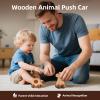 DadCarved Wooden Animal Push Car Set, 4PCS Solid Hardwood Toy Vehicles for Toddlers & Kids 3+ | Natural Wood Animal Cars (Puppy, Elephant, Pony, Giraffe) | No Paint, Hand-Sanded, Gift-Ready view 3