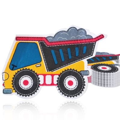 100 Pcs of Construction Party Decoration Tableware Set for 100 Guests, Used for Boys' Birthdays, Baby Parties, Boys' Building Themed Birthday Parties (6.3 x 5.1 inches)