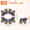 100 Pcs of Construction Party Decoration Tableware Set for 100 Guests, Used for Boys' Birthdays, Baby Parties, Boys' Building Themed Birthday Parties (6.3 x 5.1 inches) view 2