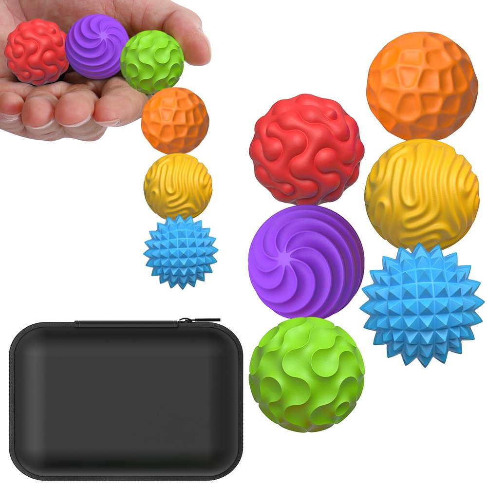 BUSOHA Silicone Fidget Balls - 6 Pack Fidget Toys Stress Balls for Adults Sensory Stone Travel Toys for Calming,Autism and ADHD,Gifts for Teens