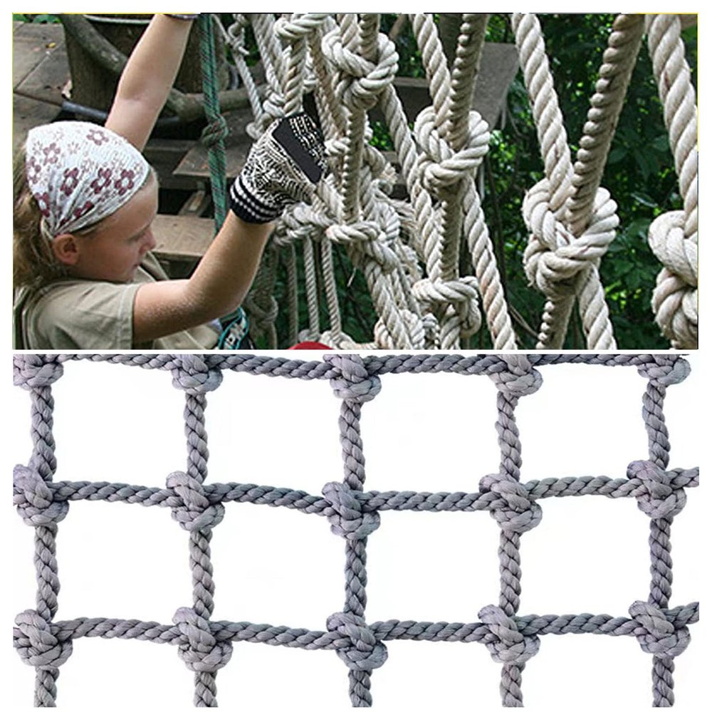 Heavy Duty Climbing Net for Playground, Treehouse & Trailer - 12mm Thick Safety Cargo Netting, 3.3x3.3ft, Durable Outdoor Swing & Climbing Accessories