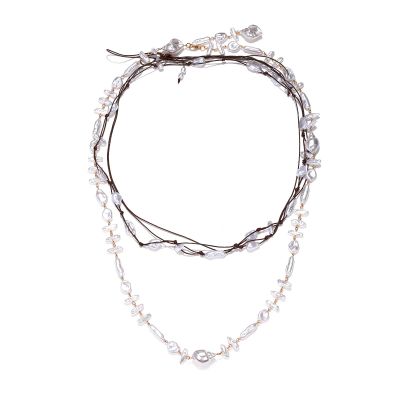 Baroque Imitation Pearl Handmade Bead Pearl Adjustable Necklace,white,150cm