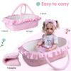 10 Pcs Reborn Baby Dolls Clothes Girl Pink Outfit Accessories with Bassinet for 17-22 Inch Babydolls view 3